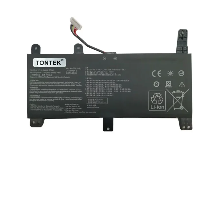 Tontek C41N1731 type B battery front view