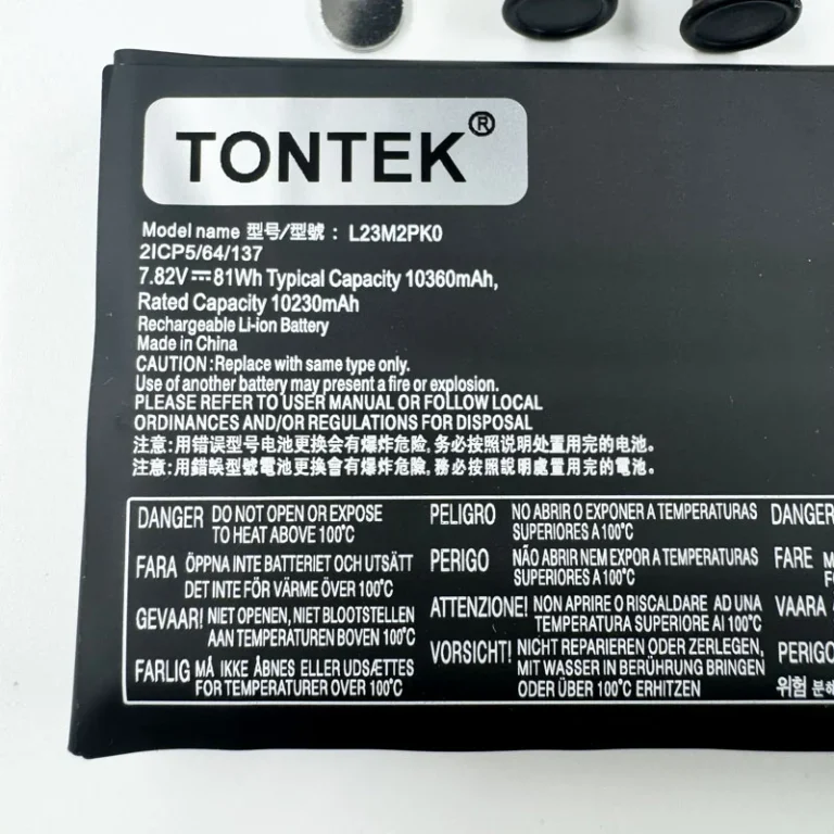 Tontek 10230 mAh L23M2PK0 battery detail view
